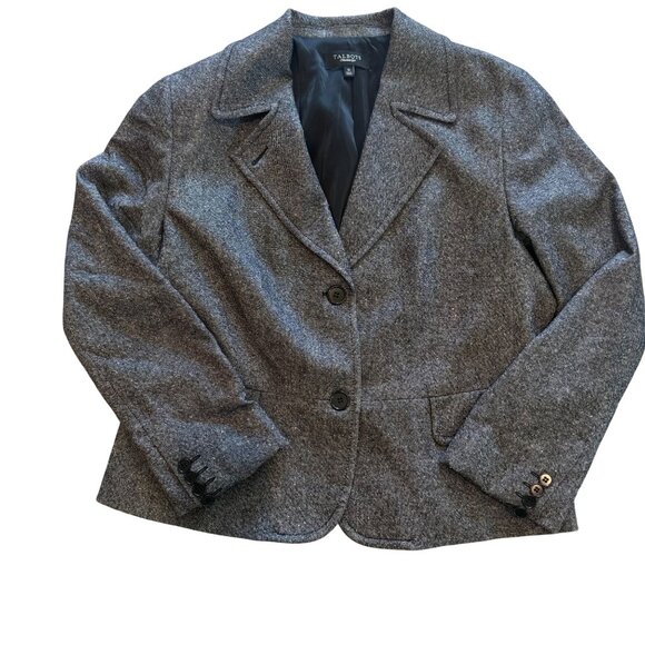 Talbots Womens Charcoal Gray Wool Blend Blazer Size 16 With Button Closure - Picture 1 of 8